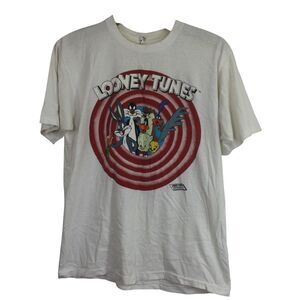 Looney Tunes 1989 Vintage Cotton That's All Folks Double Sided T-Shirt White